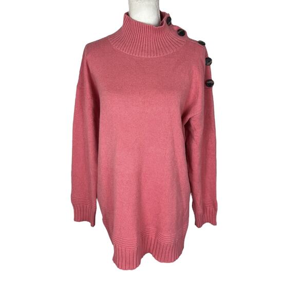 Anthropologie Margarita Tunic Knit Sweater Mock Turtleneck Buttons Size Large - Picture 1 of 8